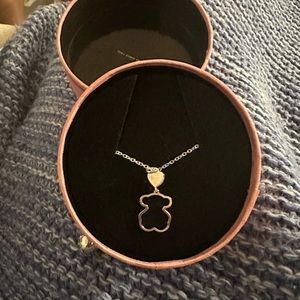TOUS- silhouette bear heart and chain necklace